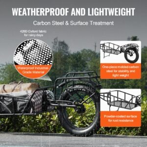 bike cargo trailer, 70 lbs load capacity, heavy duty bicycle wagon cart, compact storage & quick release structure with universal hitch, 20" wheels, fits most bike wheels, carbon steel frame