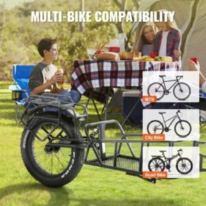 bike cargo trailer, 70 lbs load capacity, heavy duty bicycle wagon cart, compact storage & quick release structure with universal hitch, 20" wheels, fits most bike wheels, carbon steel frame
