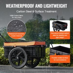 bike cargo trailer, 88 lbs load capacity, heavy duty bicycle wagon cart, foldable compact storage with universal hitch, waterproof cover, 16" wheels, safe reflectors, fits 24" 28" bike wheels