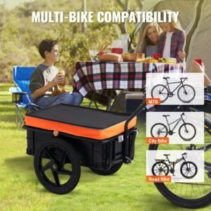 bike cargo trailer, 88 lbs load capacity, heavy duty bicycle wagon cart, foldable compact storage with universal hitch, waterproof cover, 16" wheels, safe reflectors, fits 24" 28" bike wheels