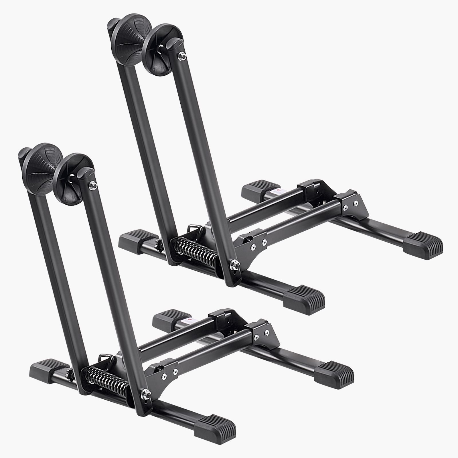 bike racks 2 pack, fits 20 to 29 inch mountain & road bikes, alloy steel rust resistant bike floor stand rack, foldable bicycle stand for entryway, garage, home bikes parking & storage, black