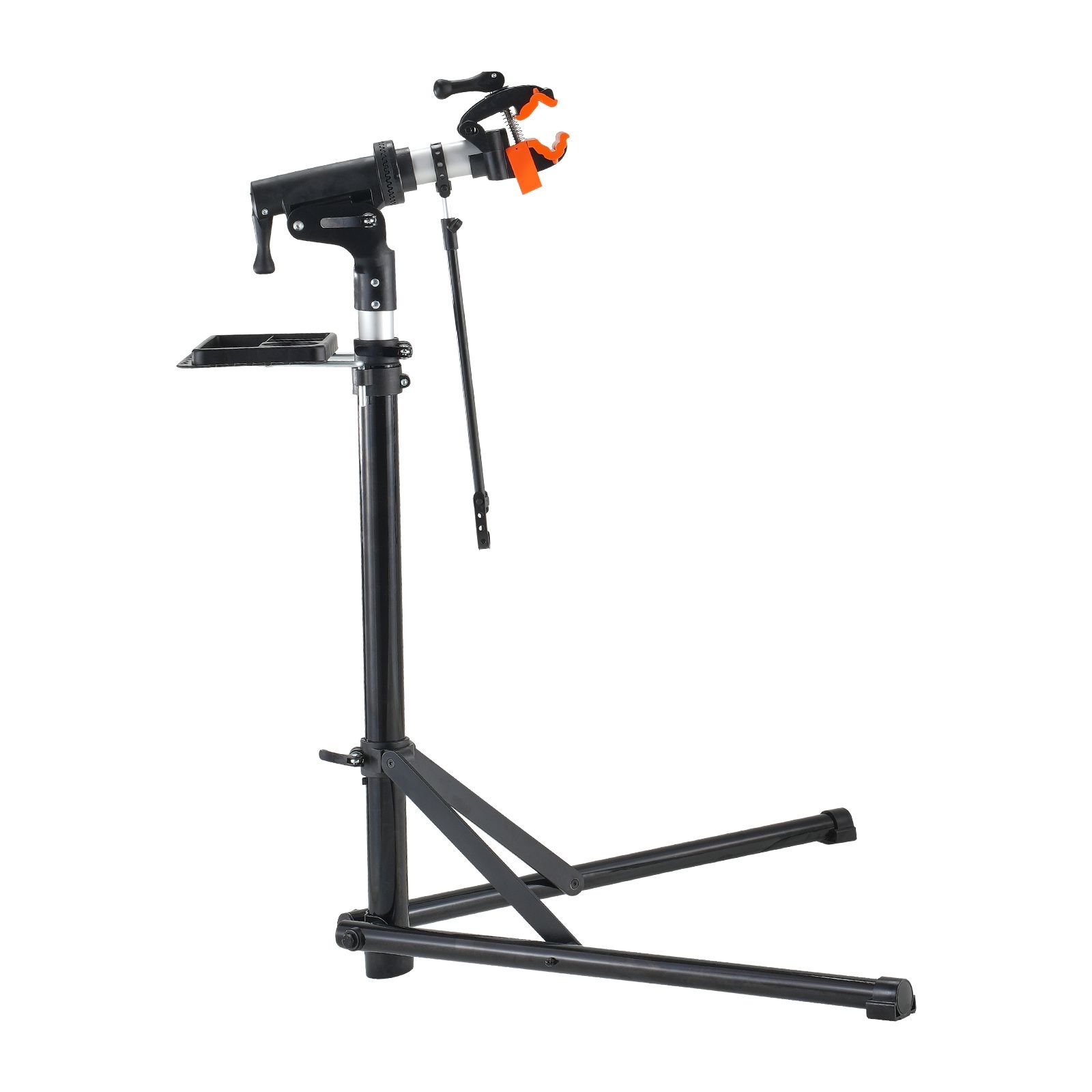 bike repair stand, 66 lbs heavy duty aluminum bicycle repair stand, adjustable height bike maintenance workstand with magnetic tool tray telescopic arm, foldable bike work stand for home, shops
