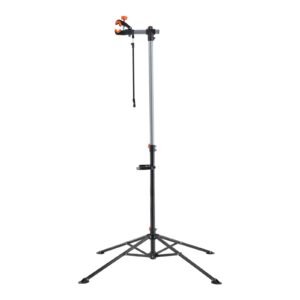 bike repair stand, 80 lbs heavy duty steel bicycle repair stand, adjustable height bike maintenance workstand with magnetic tool tray telescopic arm, foldable bike work stand for home, shops