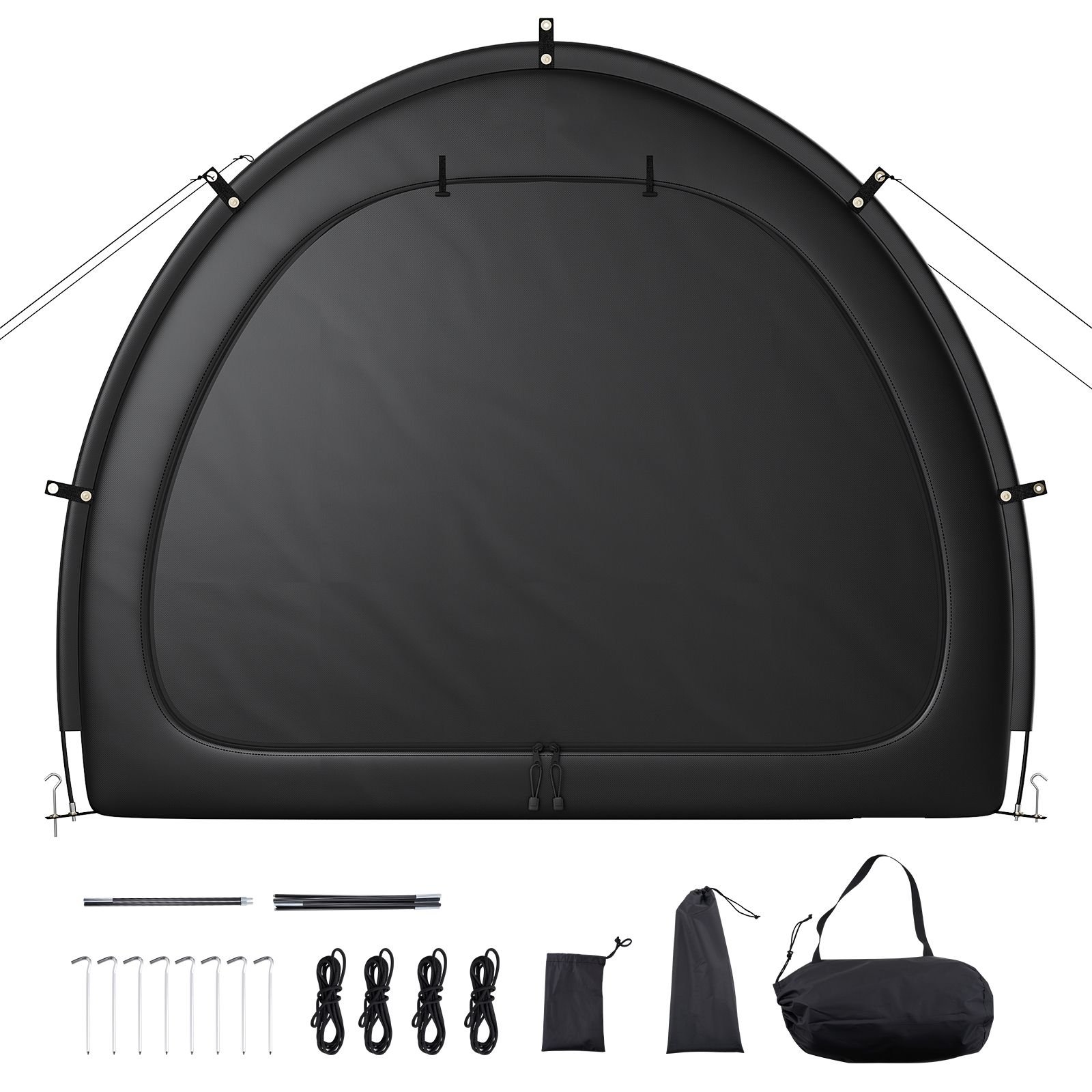 bike storage tent, 1 to 2 bikes, outdoor spacious bike storage tent with ventilated window, waterproof fan shaped bike tent with high strength fiberglass & dual zippers, fit for bicycle