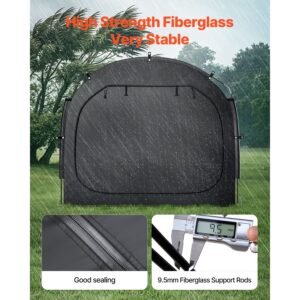 bike storage tent, 4 to 5 bikes, outdoor spacious bike storage tent with ventilated window, waterproof easy to install bike tent with high strength fiberglass & dual zippers, fit for bicycle