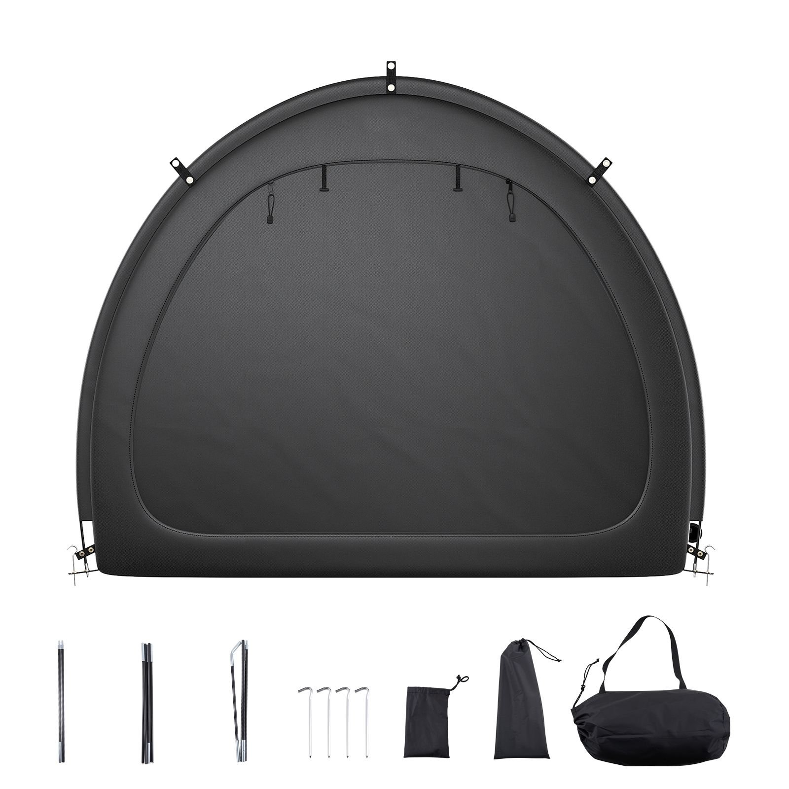 bike storage tent, 4 to 5 bikes, outdoor spacious bike storage tent with ventilated window, waterproof fan shaped bike tent with high strength fiberglass & double door, fit for bicycle