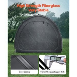 bike storage tent, 4 to 5 bikes, outdoor spacious bike storage tent with ventilated window, waterproof fan shaped bike tent with high strength fiberglass & double door, fit for bicycle