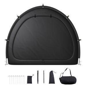Bike Storage Tent, 4 to 5 Bikes, Outdoor Spacious Bike Storage Tent with Ventilated Window, Waterproof Fan-Shaped Bike Tent with High Strength Fiberglass & Dual Zippers, Fit for Bicycle