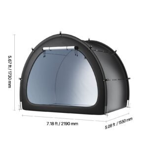 bike storage tent, 4 to 5 bikes, outdoor spacious bike storage tent with ventilated window, waterproof fan shaped bike tent with high strength fiberglass & dual zippers, fit for bicycle