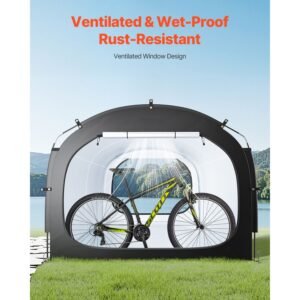 bike storage tent, 5 bikes, outdoor spacious bike storage tent with ventilated window, waterproof easy to install bike tent with high strength fiberglass & dual zippers, fit for bicycle