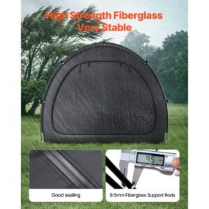 bike storage tent, 5+ bikes, outdoor spacious bike storage tent with ventilated window, waterproof fan shaped bike tent with high strength fiberglass & dual zippers, fit for bicycle