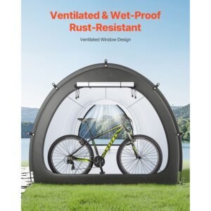 bike storage tent, 5+ bikes, outdoor spacious bike storage tent with ventilated window, waterproof fan shaped bike tent with high strength fiberglass & dual zippers, fit for bicycle
