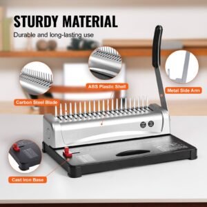 binding machine, comb binding machine 21 holes binding 450 sheets, book binder machine with 100 pcs 3/8'' comb binding spines, for letter size, a4, a5