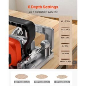 biscuit plate joiner, 5.9a, plate joiner tool kit with 11,600 rpm 760w motor, 45 degree locating notch, carbide tipped blade, wood biscuits, dust bag, adjustable angle & depth, for woodworking