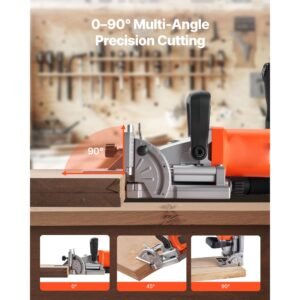 biscuit plate joiner, 5.9a, plate joiner tool kit with 11,600 rpm 760w motor, 45 degree locating notch, carbide tipped blade, wood biscuits, dust bag, adjustable angle & depth, for woodworking