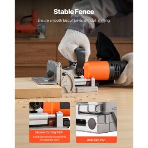 biscuit plate joiner, 5.9a, plate joiner tool kit with 11,600 rpm 760w motor, 45 degree locating notch, carbide tipped blade, wood biscuits, dust bag, adjustable angle & depth, for woodworking