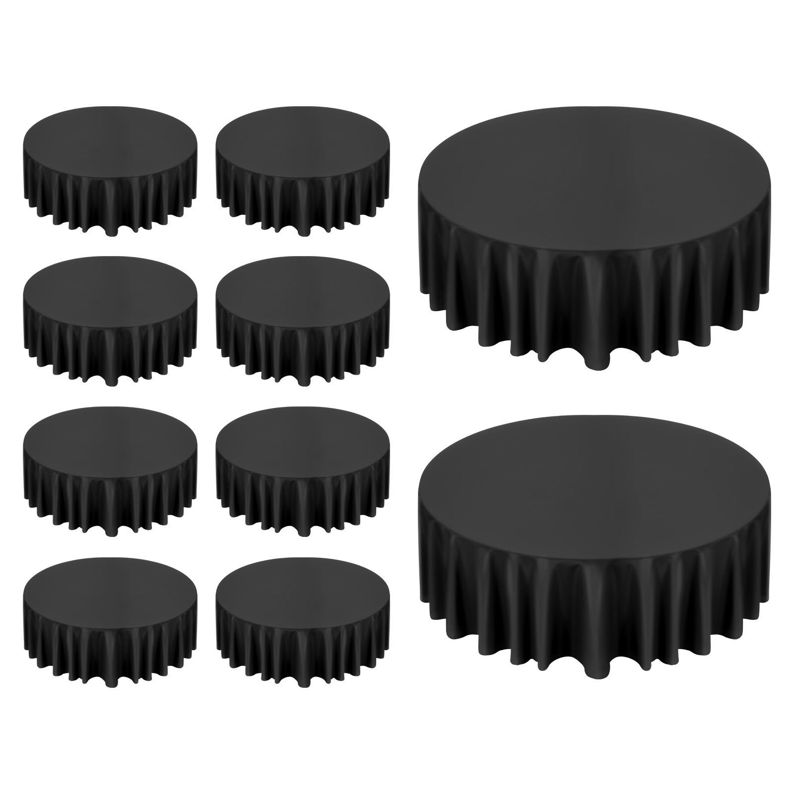 black round tablecloths 10 pack, 120 inches in diameter, stain & wrinkle resistant, machine washable table clothes, polyester fabric table covers for wedding, party, banquet, formal events