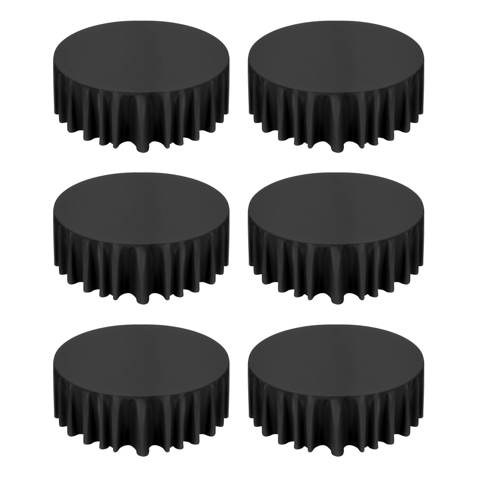 black round tablecloths 6 pack, 120 inches in diameter, stain & wrinkle resistant, machine washable table clothes, polyester fabric table covers for wedding, party, banquet, formal events