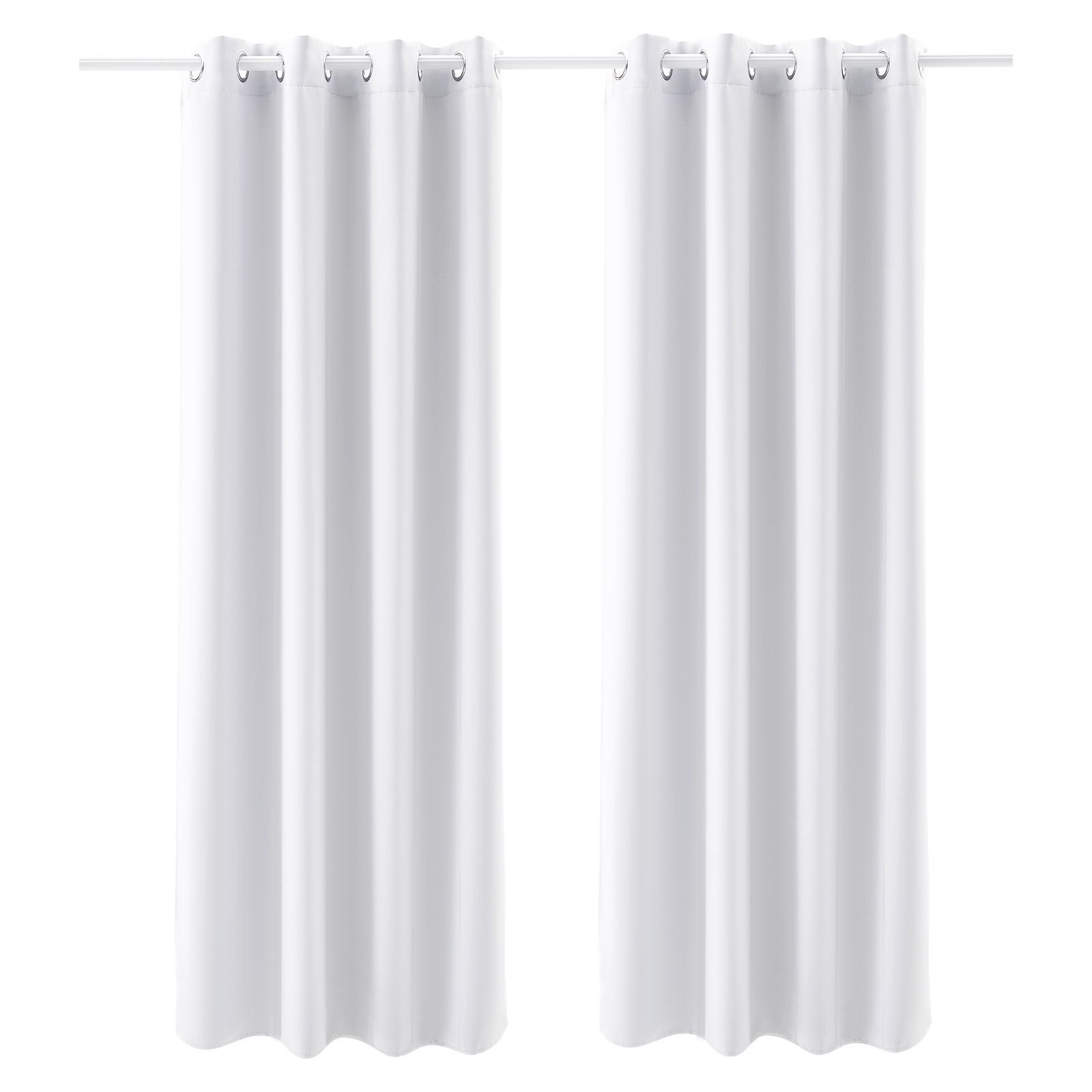 blackout curtains, white blocking drapes for bedroom and living room, 2 panels set grommet room darkening curtain, solid thermal insulated drapes, noise reducing window treatments, 52x84 inch
