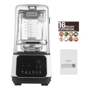 Blender, 68 oz Professional Countertop Blenders with Shield, 2200W 26000RPM Kitchen Food Processor Combo, Self-Cleaning, Speed Adjustable, 6 Preset Menu for Smoothies, Ice Crushing, Puree, White