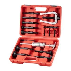 blind hole bearing puller set, 16 in 1 inner bearing race and seal extractor kit, 16 pcs slide hammer pilot insert inner internal bearing removal tool set with 10 split collets and counterstay