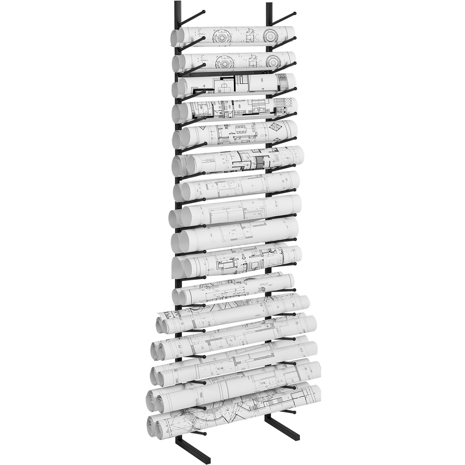 blueprint storage rack, hanging poster display rack 16 tier, vertical blueprint roll file holder 2 rolls/tire, roll file storage rack for blueprint map poster