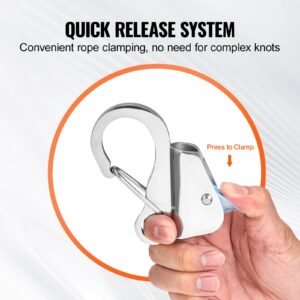 boat anchor hook, 304 stainless steel slide anchor, knotless anchor system with quick release, boat anchor hook clips for 3/8" 5/8" boat anchor rope, easy to use, holds 3700 lbs