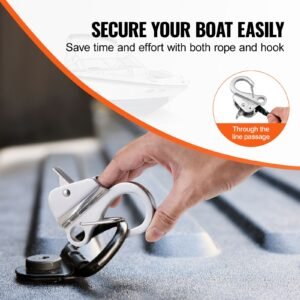 boat anchor hook, 304 stainless steel slide anchor, knotless anchor system with quick release, boat anchor hook clips for 3/8" 5/8" boat anchor rope, easy to use, holds 3700 lbs