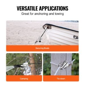 boat anchor hook, 304 stainless steel slide anchor, knotless anchor system with quick release, boat anchor hook clips for 3/8" 5/8" boat anchor rope, easy to use, holds 3700 lbs
