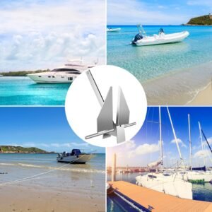 boat anchor kit 13 lb fluke style anchor, hot dipped galvanized steel fluke anchor, marine anchor with anchor, shackles, chain, rope for boat mooring on the beach, boats from 20' 32'
