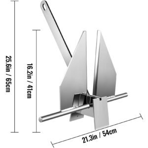 boat anchor kit 13 lb fluke style anchor, hot dipped galvanized steel fluke anchor, marine anchor with anchor, shackles, chain, rope for boat mooring on the beach, boats from 20' 32'
