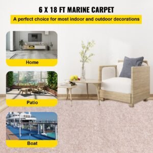 boat carpet, 6 ft x 18 ft marine carpet for boats, waterproof light brown carpet with marine backing anti slide marine grade boat carpet cuttable easy to clean patio rugs deck rug