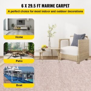 boat carpet, 6 ft x 29.5 ft marine carpet for boats, waterproof light brown carpet with marine backing anti slide marine grade boat carpet cuttable easy to clean patio rugs deck