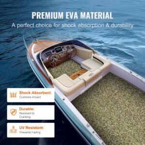 boat flooring, eva foam boat decking 94.5" x 23.6", non slip self adhesive flooring, 31.1sq.ft 2 rolls of marine carpet for boats, yacht, pontoon, kayak decking