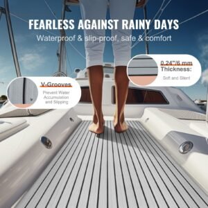 boat flooring, eva foam boat decking 94.5" x 45.7", non slip self adhesive flooring, 29.9 sq.ft marine carpet for boats, yacht, pontoon, kayak decking
