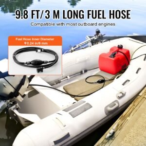 boat fuel tank, 3.17 gallon/12 l marine outboard transfer tank, transfer tank with 9.8ft hose, gauge for outboard engine, yacht, fishing boat, deck, red