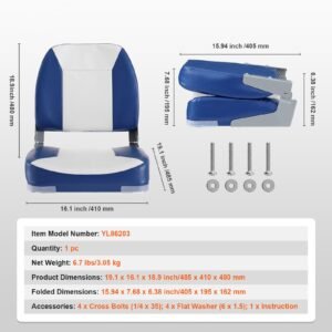 boat seat low back fold down fishing boat chair with sponge padding 2 pack
