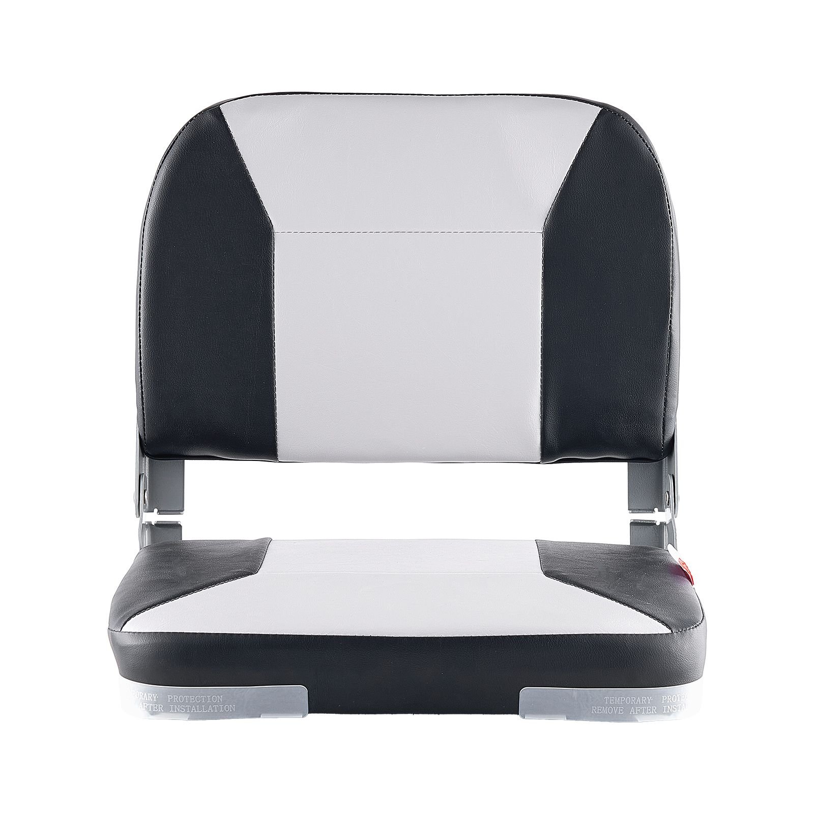 boat seat, low backrest, folding fishing boat seat with thickened sponge cushion & waterproof pvc leather, aluminum alloy hinges, flip up boat seat for fishing boats, yachts, ships, black & grey