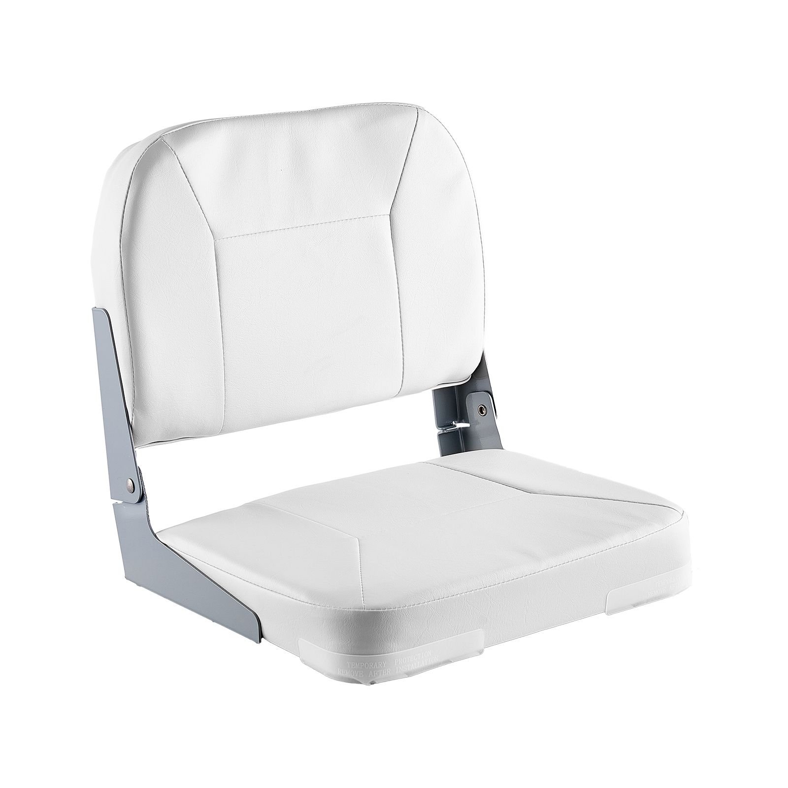 boat seat, low backrest, folding fishing boat seat with thickened sponge cushion & waterproof pvc leather, aluminum alloy hinges, flip up boat seat for fishing boats, yachts, ships, white