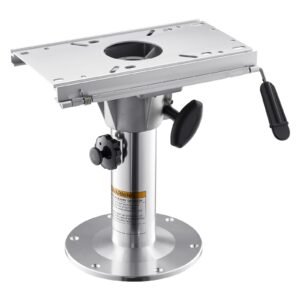 Boat Seat Pedestal, Adjustable Height from 13.39 to 19.2 Inches, Aluminum Alloy Boat Chair Base with Slide, 5-inch Sliding Travel, Locking Design, Ideal for Fishing and Boating Enthusiasts