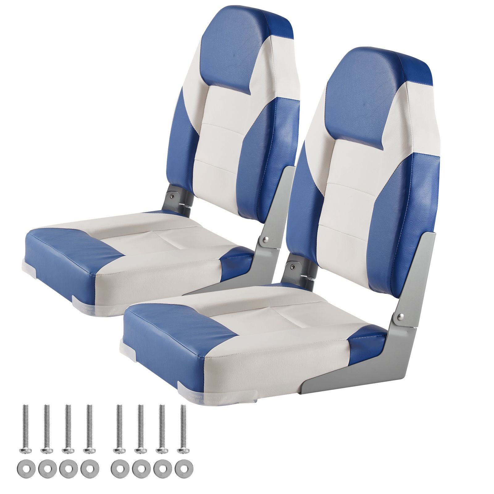 boat seats, 21.85" high back boat seat, folding boat chair with thickened sponge padding and hinge, fold down boat captain chairs for fishing boat, sightseeing boat, speedboat, canoe, 2 pack