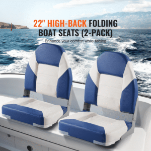 boat seats, 21.85" high back boat seat, folding boat chair with thickened sponge padding and hinge, fold down boat captain chairs for fishing boat, sightseeing boat, speedboat, canoe, 2 pack