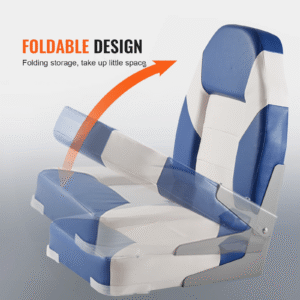 boat seats, 21.85" high back boat seat, folding boat chair with thickened sponge padding and hinge, fold down boat captain chairs for fishing boat, sightseeing boat, speedboat, canoe, 2 pack