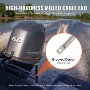 boat steering cable, 17 feet outboard marine rotary steering cable, 1/2 ton high tensile strength, replacement steering cable compatible with most single station outboard steering systems