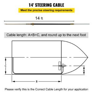 boat steering system, outboard steering kit with boat steering control cable 14' steering cable marine steering system 3/4" shaft