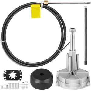 Boat Steering System, Outboard Steering Kit with Boat Steering Control Cable 14' Steering Cable Marine Steering System 3/4" Shaft