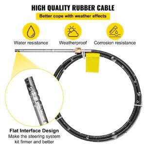 boat steering system, outboard steering kit with boat steering control cable 14' steering cable marine steering system 3/4" shaft