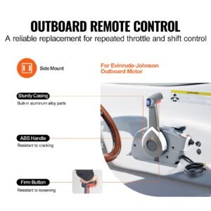 boat throttle control, 5006180 side mounted outboard remote control box for evinrude johnson, marine throttle control box with power trim switch and lanyard