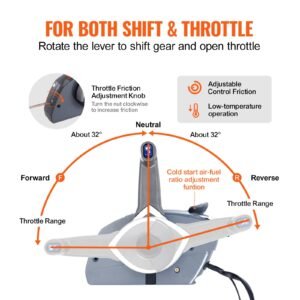 boat throttle control, 5006180 side mounted outboard remote control box for evinrude johnson, marine throttle control box with power trim switch and lanyard