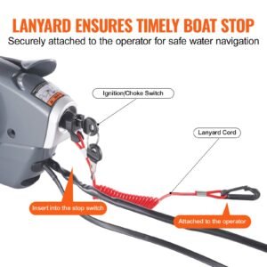boat throttle control, 5006180 side mounted outboard remote control box for evinrude johnson, marine throttle control box with power trim switch and lanyard